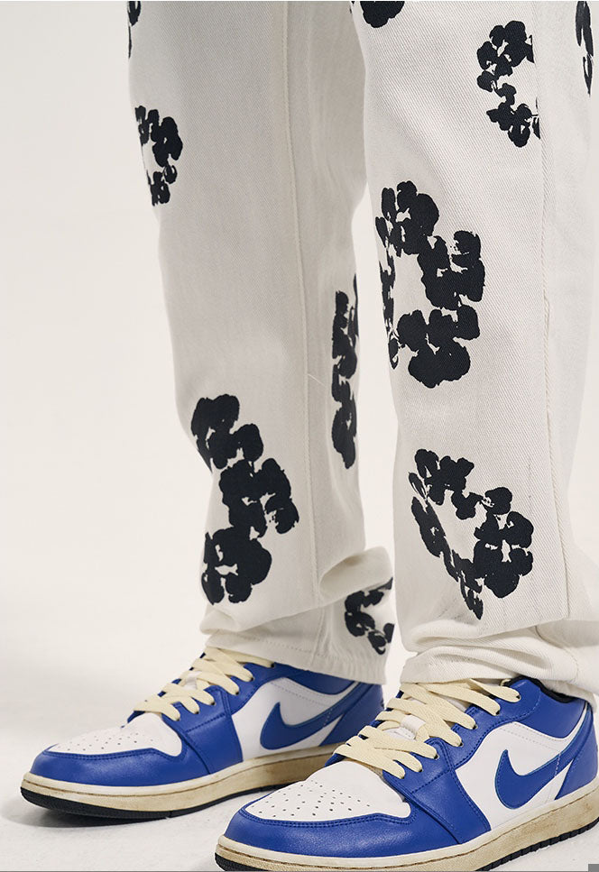 FLOWER PATTERN DENIM - WHITE
