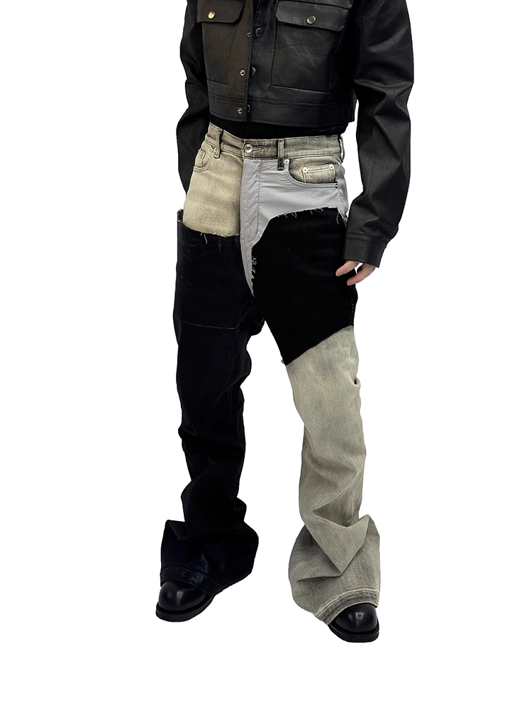 MULTI PATCHED MATERIAL DENIM