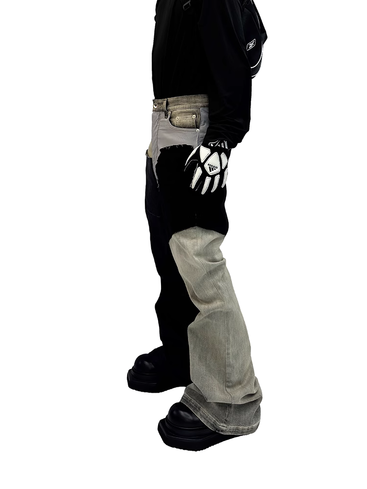 MULTI PATCHED MATERIAL DENIM