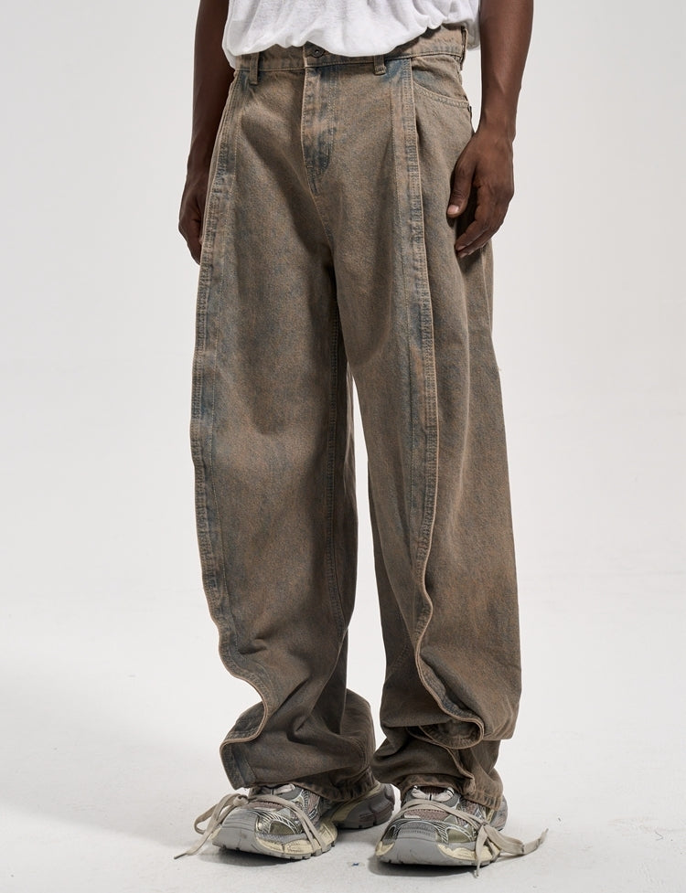 DOUBLE LAYERED DENIM PANTS