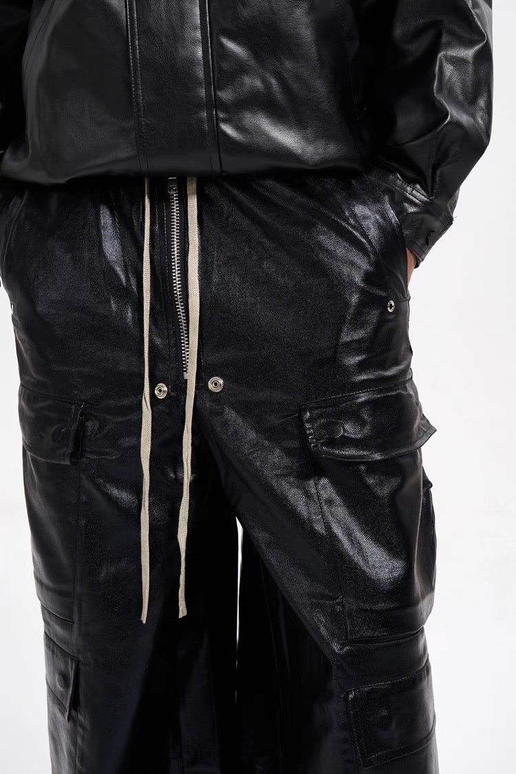 ZIPPER SHINE TRAUSERS BLACK