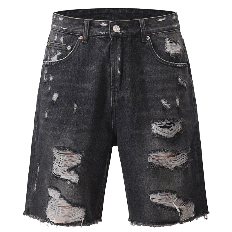 DESTROYED DENIM SHORTS