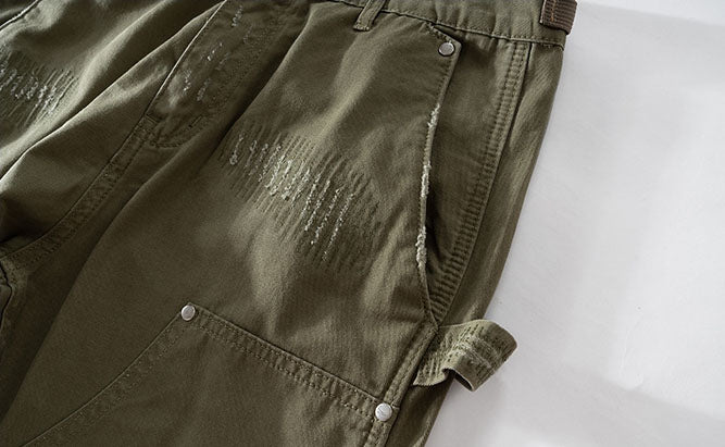 TWO KNEE DENIM - ARMY GREEN