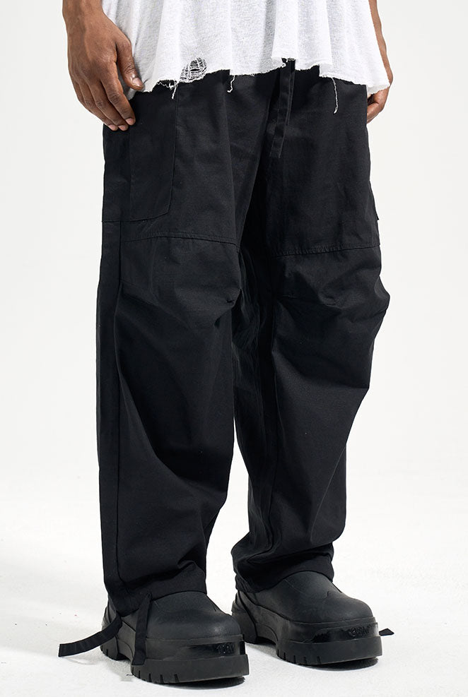 BLACK BAGGY CARGO PANTS