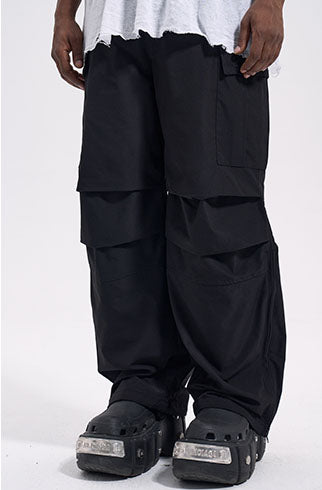 TWO KNEE CARGO PANTS - BLACK