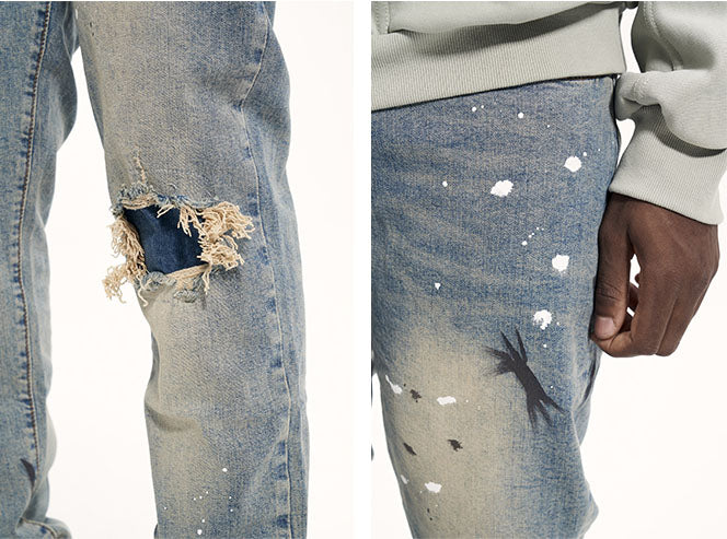 SPLASHED DISTROYED DENIM