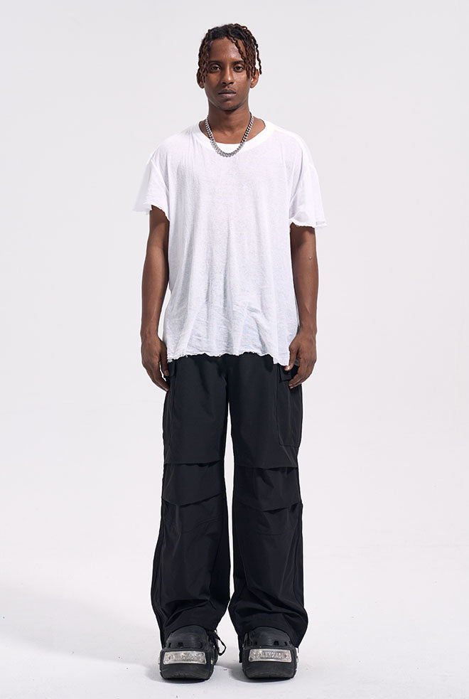 TWO KNEE CARGO PANTS - BLACK