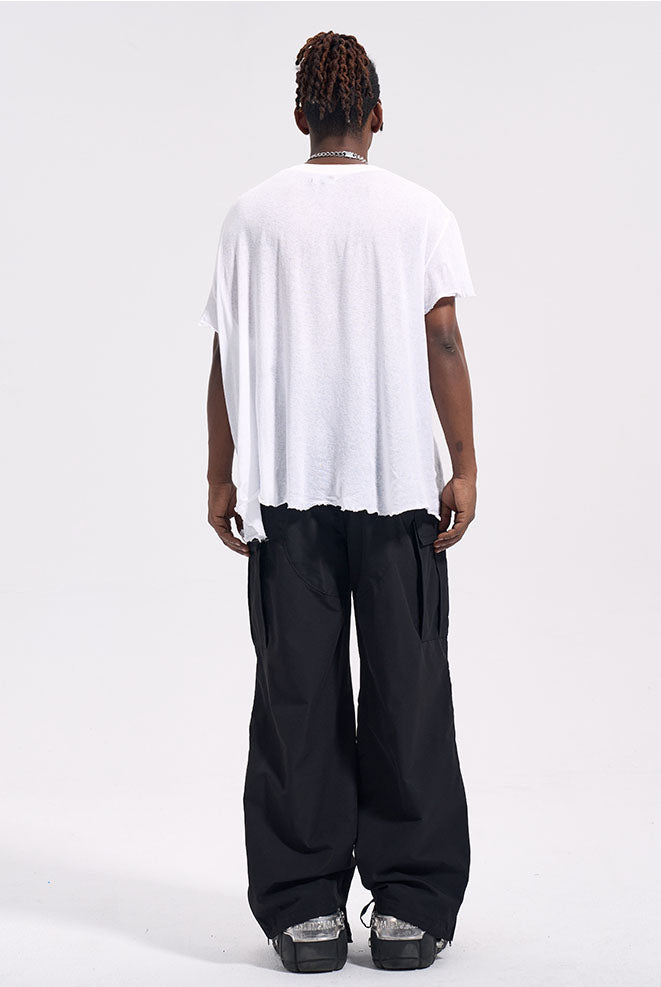 TWO KNEE CARGO PANTS - BLACK