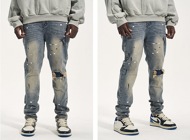 SPLASHED DISTROYED DENIM