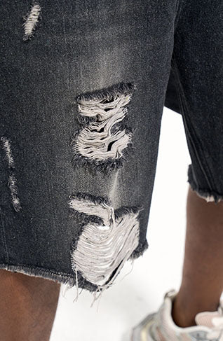 DESTROYED DENIM SHORTS