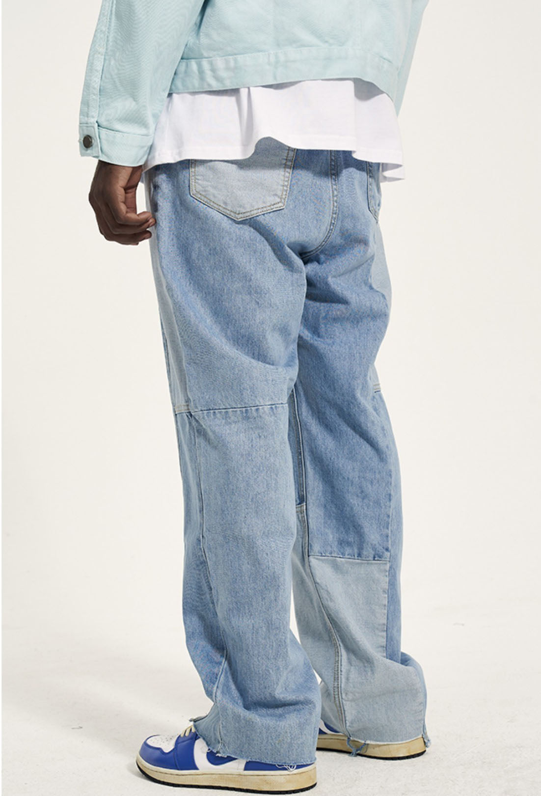 STRAIGHT CUT PATCHED DENIM