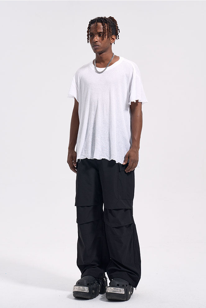 TWO KNEE CARGO PANTS - BLACK