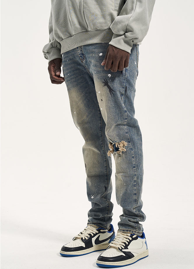 SPLASHED DISTROYED DENIM