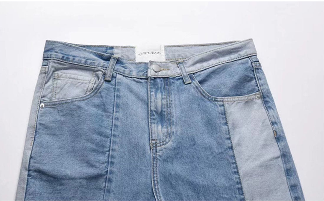 STRAIGHT CUT PATCHED DENIM